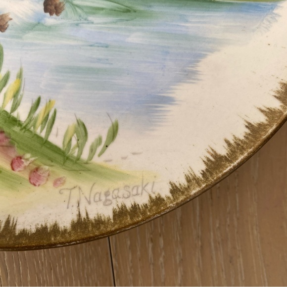 ⭐️Enesco⭐️4 Vintage Hand Painted Plate Signed by artist T. Nagasaki - Picture 3 of 10